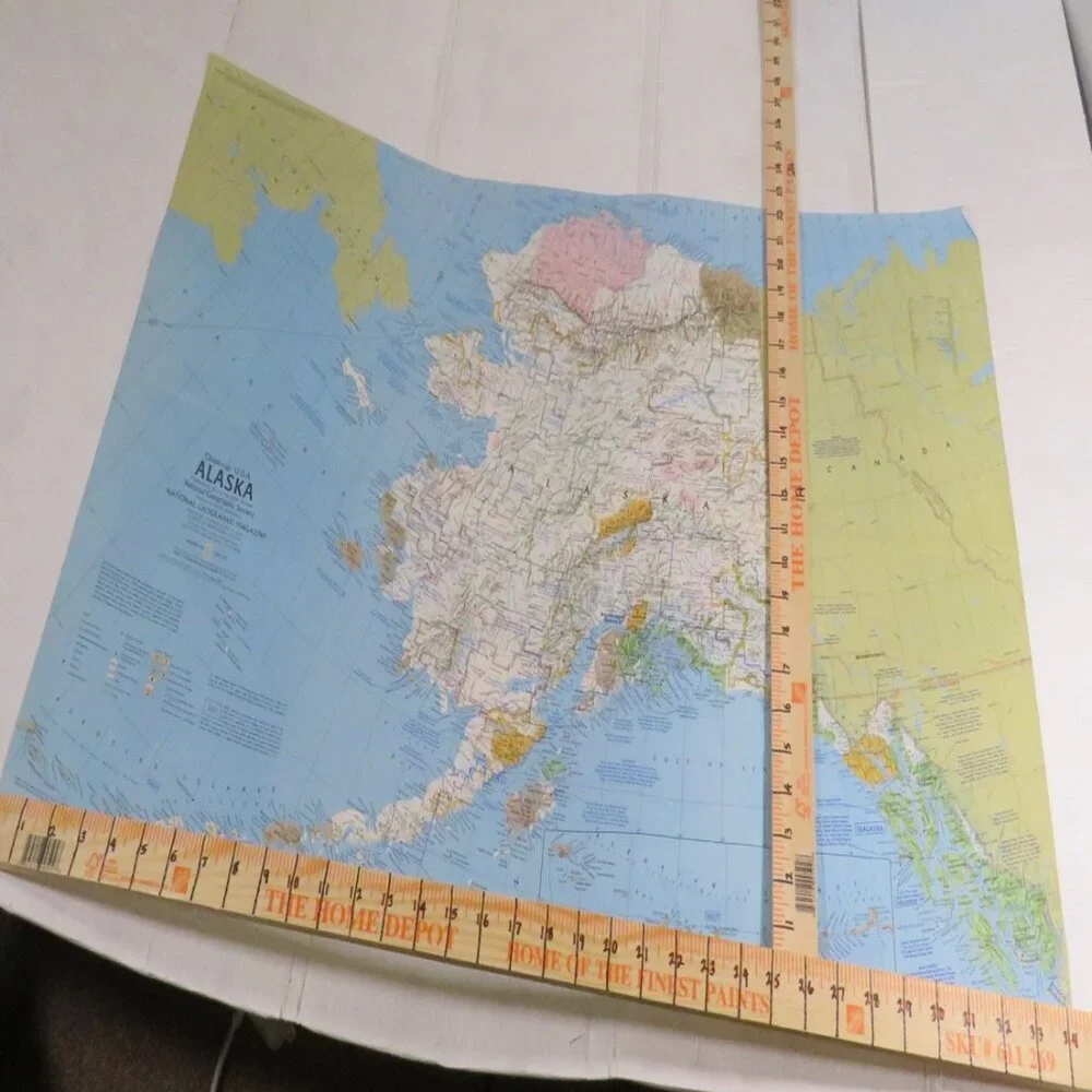 Nat Geo 1975 ALASKA MAP with info on back